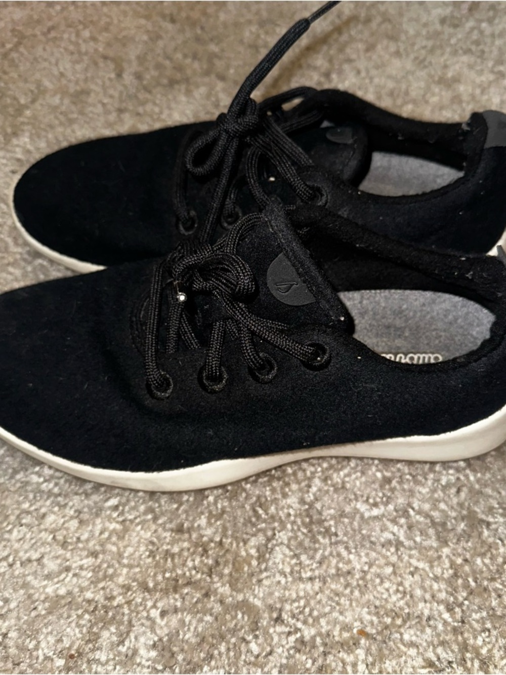 allbirds black Wool Insole with White Logo Script - Picture 3 of 8